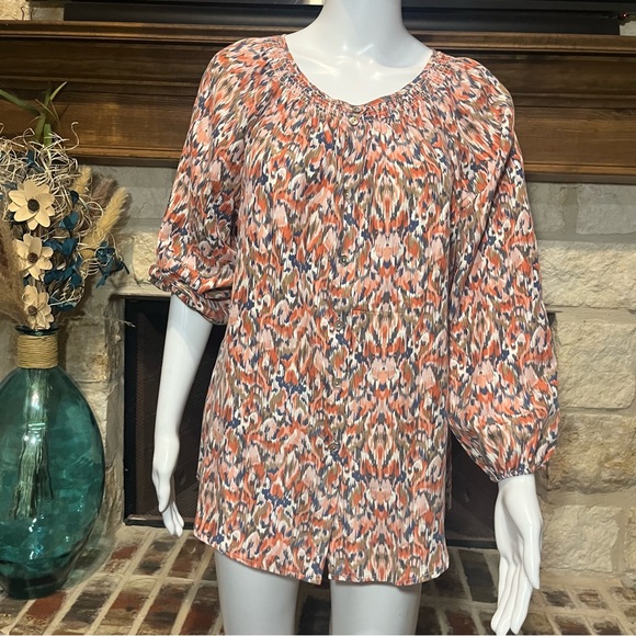 Sundance Ikat print Silk Blouse - Picture 6 of 14